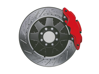 Car brake disc close-up showing metallic automotive part and rotor design