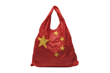 Reusable shopping bag with China flag design.