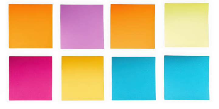Colorful squares arrangement on transparent background