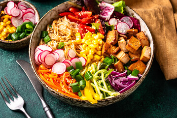Vegan healthy poke bowl with tofu