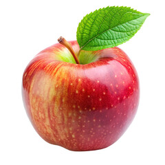 red apple with leaf