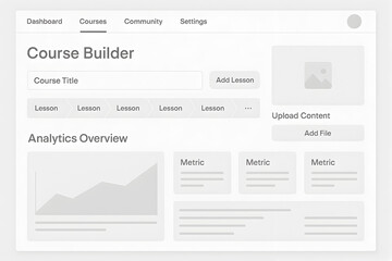 Online Course Builder Dashboard UI with Lesson Management and Analytics Overview