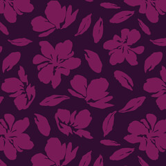 Flowers have organic shape with seamless background. Simple abstract floral pattern. Modern printing. Ideal for textile design, wallpaper, cards, posters and decoration.
