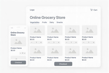 Responsive Online Grocery Store UI Mockup for Web and Mobile Shopping