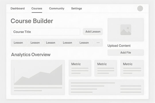 Online Course Builder Dashboard UI with Lesson Management and Analytics Overview