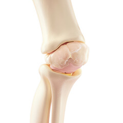 Detailed 3d rendering of the human knee joint anatomy isolated on transparent background