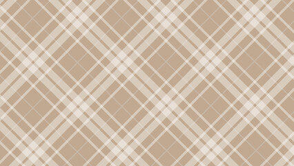 Brown and white diagonal plaid fabric texture background. Luxury plaid checkered seamless pattern.