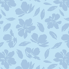 Flowers have organic shape with seamless background. Simple abstract floral pattern. Modern printing. Ideal for textile design, wallpaper, cards, posters and decoration.
