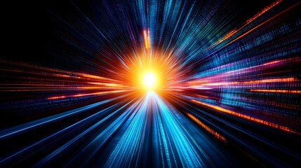 Data stream speed tunnel; abstract digital background