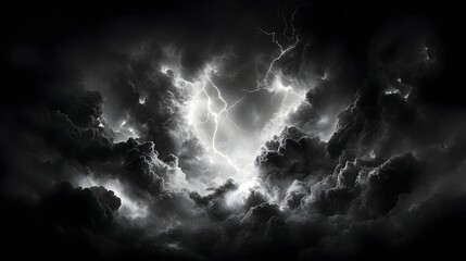 Dramatic lightning storm cloudscape, night sky, powerful energy, background for design