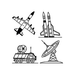 "Military and Space Technology Icon Set – Modern Vector Collection in EPS Format"

