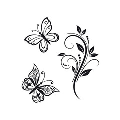 "Minimal Black Ornamental Designs – Tattoo and Logo Vector Collection in EPS Format"

