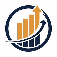 Circular growth chart with upward trending arrows and bars