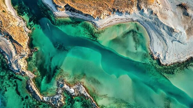 Explore the stunning beauty of Balos Lagoon in Crete, Greece from above, Aerial view of Balos Lagoon, Crete, Greece