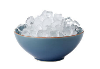 [Transparent Background PNG]Ice Cubes in a Blue Bowl on White Background