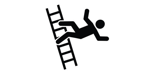Silhouette of a person falling off a ladder with arms outstretched © IllustraStock