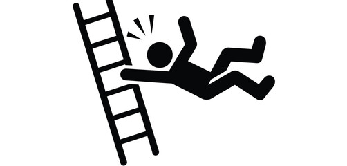 Danger of falling from a ladder pictogram representing an accident