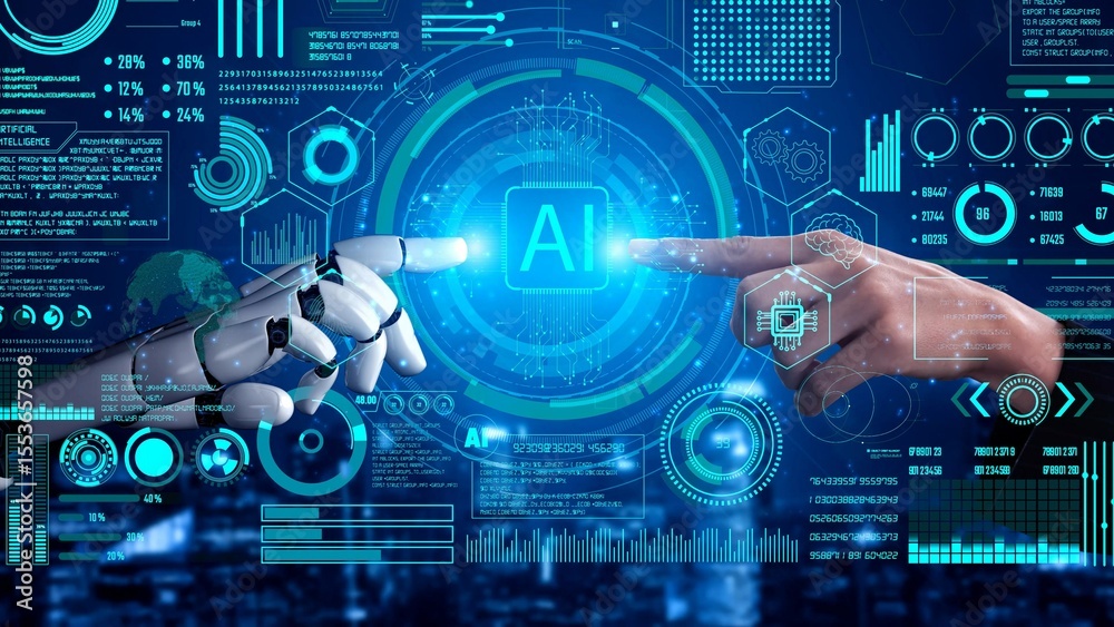 Poster ai assistant brain processor with llm technology, big data, machine learning, generative ai for busi