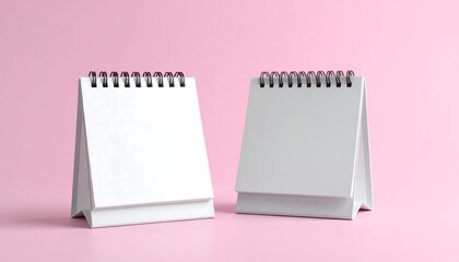 Minimal Firefly Desk Calendar Mockups Featuring White Blank Pages on Pink Background