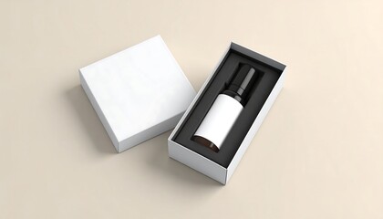 Minimalist Bottle Product in a Box Presentation with Blank Wrap Label