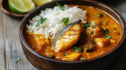Fototapeta premium Fish Curry Rice Mackerel Curry