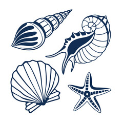"Silhouette Shell Illustrations – Various Ocean Shell Vector Collection in EPS Format"

