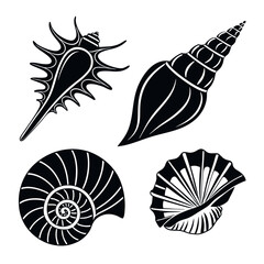 "Silhouette Sea Shell Vector Collection – Conch and Shell Illustrations in EPS Format"

