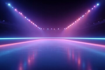 Neon Lights Ice Skating Rink Stage Background