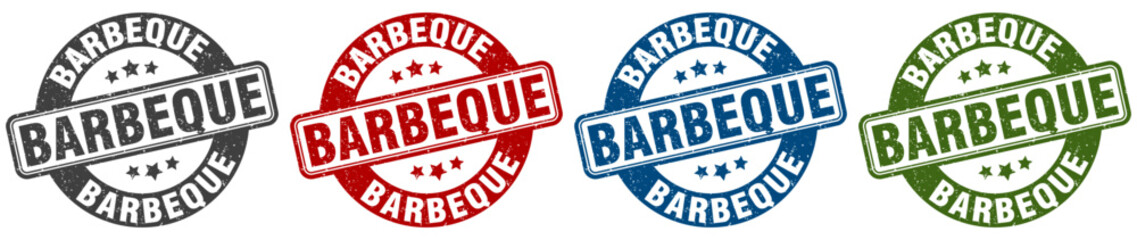 barbeque stamp. barbeque round stamp set isolated on white background