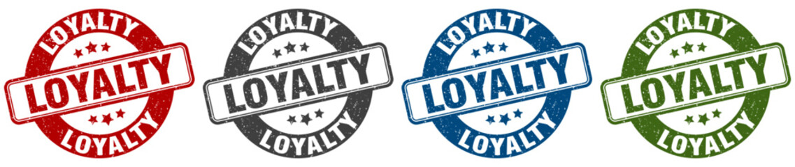 loyalty stamp. loyalty round stamp set isolated on white background