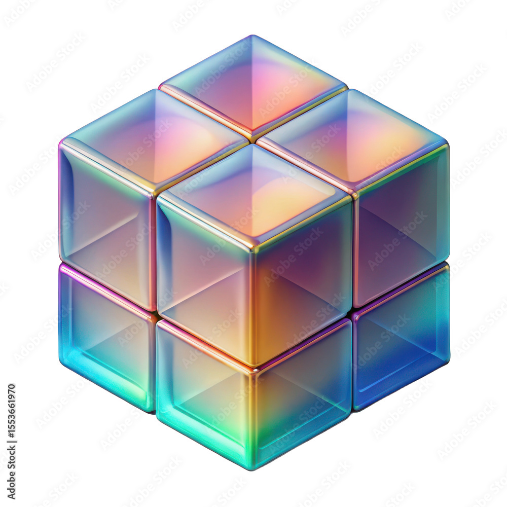Poster iridescent cube structure colorful blocks abstract design art illustration d rendering graphic backg