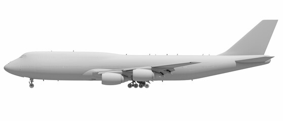 Flying Aircraft in Clay Style Render on White Background 3D Rendering