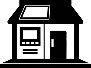 Bill Payment Kiosk Silhouette Vector Illustration