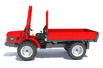 Compact Farm Transporter Tractor Trailer in Clay Style Render on White Background 3D Rendering