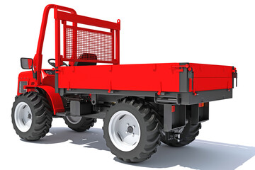 Compact Farm Transporter Tractor Trailer in Clay Style Render on White Background 3D Rendering