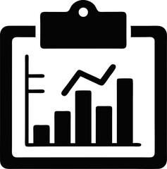 Financial Chart On Clipboard Silhouette Vector Illustration