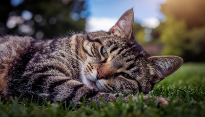 Lazing in the Sun: A Tabby Cats Relaxing Moment