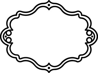 Ornate Vintage Baroque Frame Icon Line Art Vector Illustration