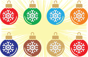 Christmas ball icons with snowflake. Christmas baubles with snowflake pattern on white background. Vector file, EPS 10.
