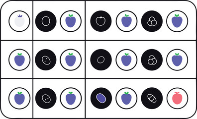 Grid layout with vector foods tagged with enriched isotopes (2)
