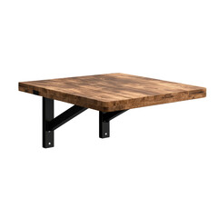 Compact wall-mounted folding table in down position, space-saving furniture for tight areas on transparent background
