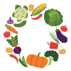 Set of vegetables element design. Illustration in flat style.