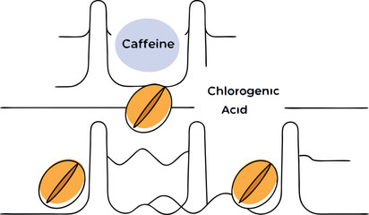 Vector-style chromatograph peaks labeled with compounds