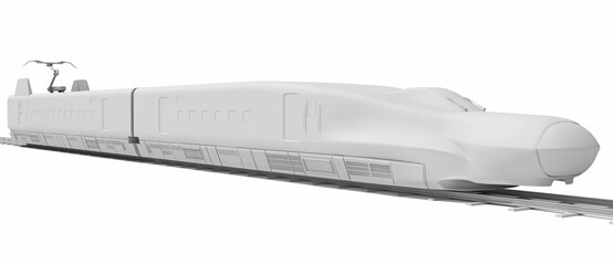 Passenger Speed Train in Clay Style Render on White Background 3D Rendering