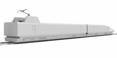 Passenger Speed Train in Clay Style Render on White Background 3D Rendering
