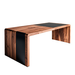 Dual-surface L-shape table with two-tone finish and plenty of legroom, modern and practical on transparent background
