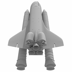 Space Shuttle in Clay Style Render on White Background 3D Rendering
