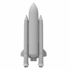 Space Shuttle in Clay Style Render on White Background 3D Rendering