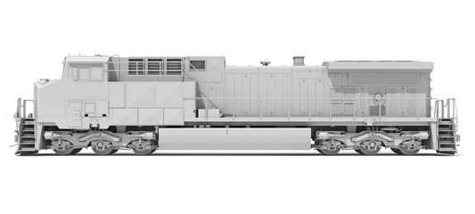 Diesel Locomotive in Clay Style Render on White Background 3D Rendering