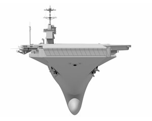 Aircraft Carrier Military Vessel in Clay Style Render on White Background 3D Rendering